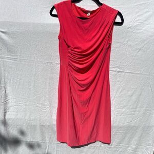 Elegant Red Draped Midi Dress